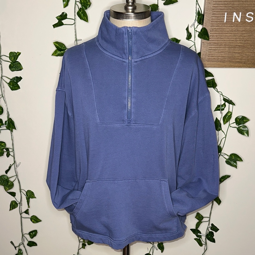 Old Navy Blue Quarter Zip Crewneck Front Pocket